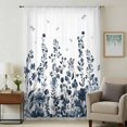 thumbnail image 1 of Blue Botanical Sheer Curtains 54 Inches Long, Dragonfly Flower Leaf Retro Ink Style Light Filering Curtains, Breathable Simi Curtain Privacy Drapes for Kitchen Bathroom Small Window Treatment, 1 of 9