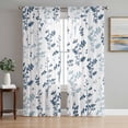 thumbnail image 1 of Blue Botanical Sheer Curtains 84 Inch Length 2 Panels Set, Watercolor Spring Floral Summer Leaf Voile Window Treatment Rod Pocket Curtains Sheers Drapes for Bedroom/Living Room/Kitchen 52"x84"x2, 1 of 7