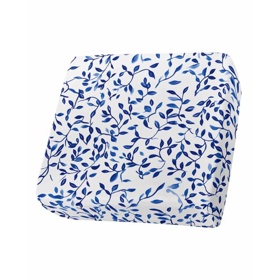 Blue Botanical Sofa Couch Cushion Covers Washable, Removable Stretchable Sectional Couch Covers, Spring Summer Leaf Watercolor Slipcovers for L & T Shape Sofa Furniture Protector S Size 1 pc
