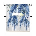 thumbnail image 1 of Blue Botanical Swag Curtains for Living Room/Bedroom Windows, Spring Eucalyptus Leaves Greenery Kitchen Curtains and Valances Set 36 Inch Length, Light Filtering Swags Valance Curtain Panels, 1 of 5