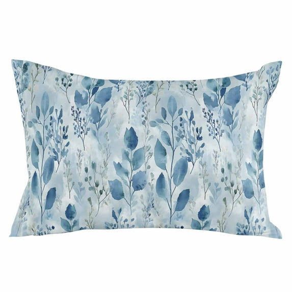 Blue Botanical Throw Pillow Cover 20 x 36 Inch Decorative Pillow Cover Retro Impressionist Style Watercolor Lumbar Pillowcase Seasonal Rectangle Cushion Case for Couch Sofa Bed Living Room