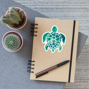 Blue Botanical's Sea Turtle Multi Color Green Matte Sticker Laptop I-Pad Rear Window Car Truck 4" Vinyl