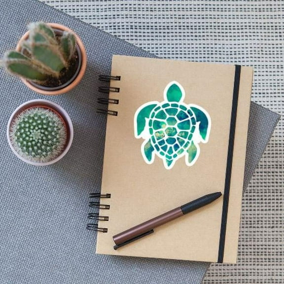 Blue Botanical's Sea Turtle Multi Color Green Matte Sticker Laptop I-Pad Rear Window Car Truck  4" Vinyl