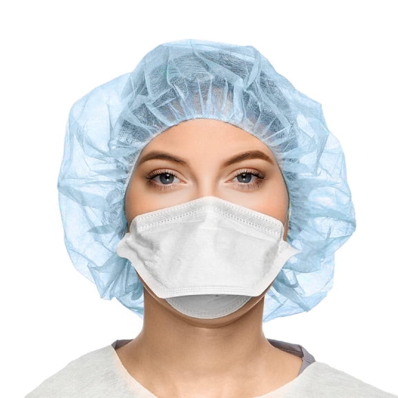Bouffant Caps Non-Woven Polypropylene Hair Covers Blue 1000 count 24 in with Elastic Stretch Band