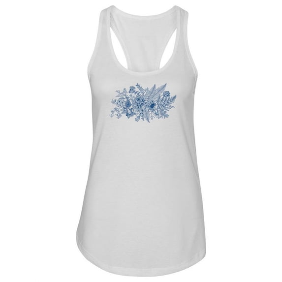 Blue Bouquet Of Flowers Design Tank Women -Image by Shutterstock, Female Medium