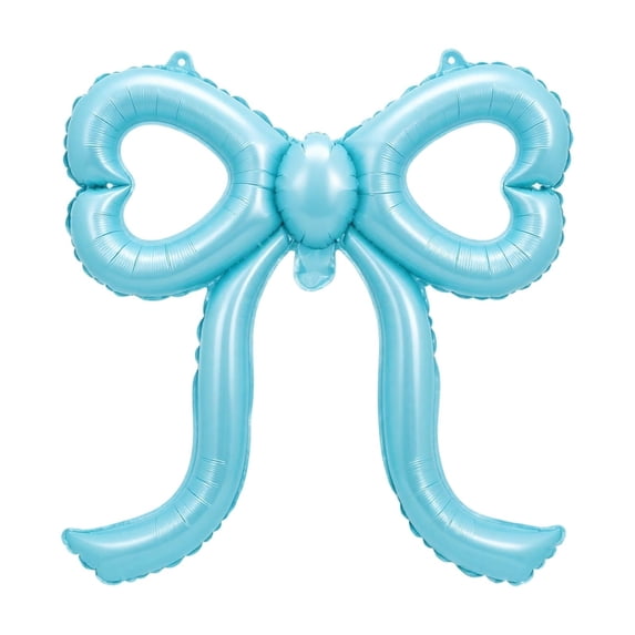 Blue Bow Balloons, 16 inch Aluminum Foil Balloons for Girl Women Baby Shower Bridal Engagement Wedding Decor Bachelorette Party Supplies