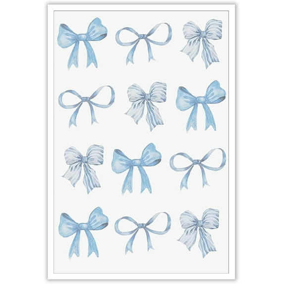 Blue Bow Canvas Wall Art Watercolor Light Blue Bow Prints Painting Balletcore Girl Posters Preppy Aesthetic Wall Decor For Bedroom Living Room Poster Unframed