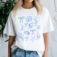 thumbnail image 1 of Blue Bow Coquette Seashell Shirt,Preppy Summer Vibes ,Summer Beach Tshirt,Girls Trip,Summer Tee,Summer Vibes, 1 of 5
