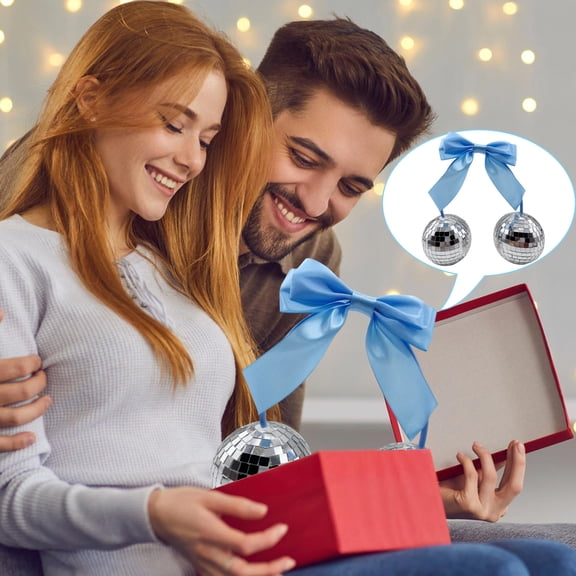 Blue Bow Decoration Ball, Large Nylon Spandex Ribbon, Party Gift Accent, Festive Home Décor