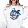 thumbnail image 1 of Blue Bow Disco Softball Sweatshirt for Player Fan Coach Game Day Girly Baseball Pullover White Sweatshirt Adult Medium, 1 of 4