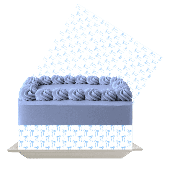 Blue Bow Edible Cake Wrap | Cute Gift-Themed Icing Sheet | Birthday & Baby Shower Cake Decoration