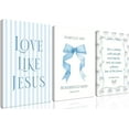 thumbnail image 1 of Blue Bow Jesus Wall Art Decor, Light Blue Coquette Dorm Room Wall Decor Paintings spirational Bible Verses Canvas Posters Prints Pictures for Girls Dorm Room, Bedroom（Only canvas）, 1 of 5
