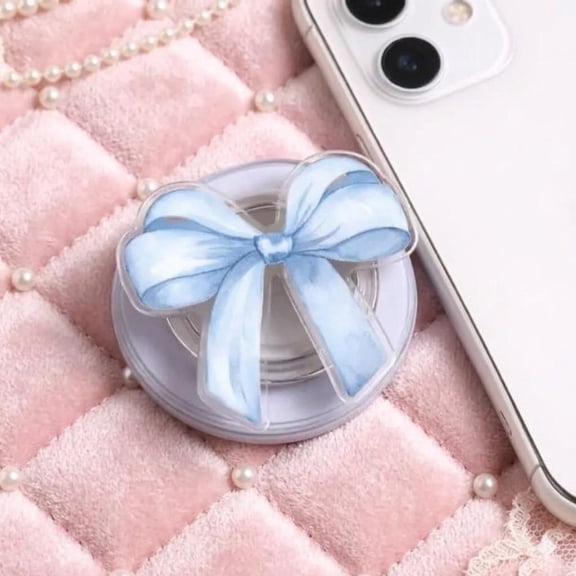 Blue Bow Magnetic Phone Grip, MagSafe Compatible Holder, Stand Accessory