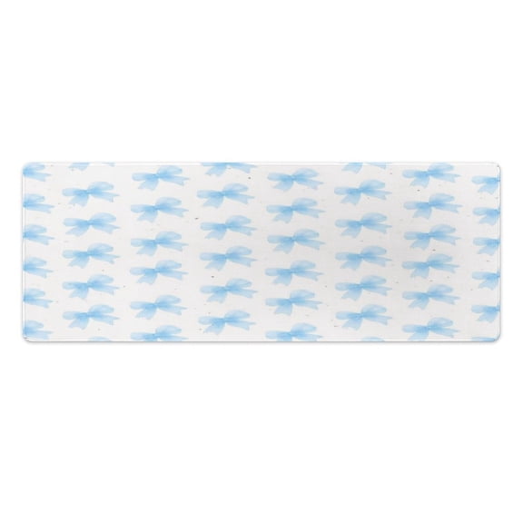 Blue Bow Pattern 2 PCS Anti Fatigue Rugs Pvc Non Skid Waterproof Floor Mat Cushioned Comfort Standing Kitchen Mats for Floor