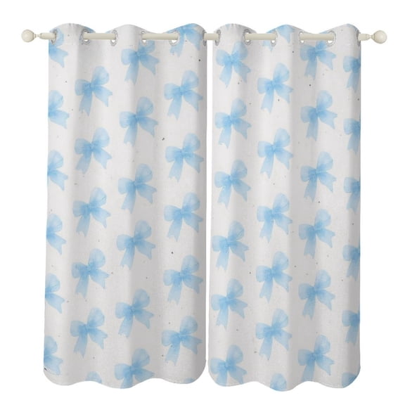 Blue Bow Pattern 2 Panels Curtains for Bedroom Living Room Drapes Kitchen Window Curtain Home Decor