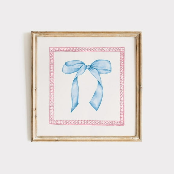 Blue Bow Print, Coquette Room Decor, Cute Nursery Decor, Girly Wall Art, Trendy Apartment Decor, Housewarming Gift Wall Art, Modern Wall Decor, 8x12 UNFRAMED