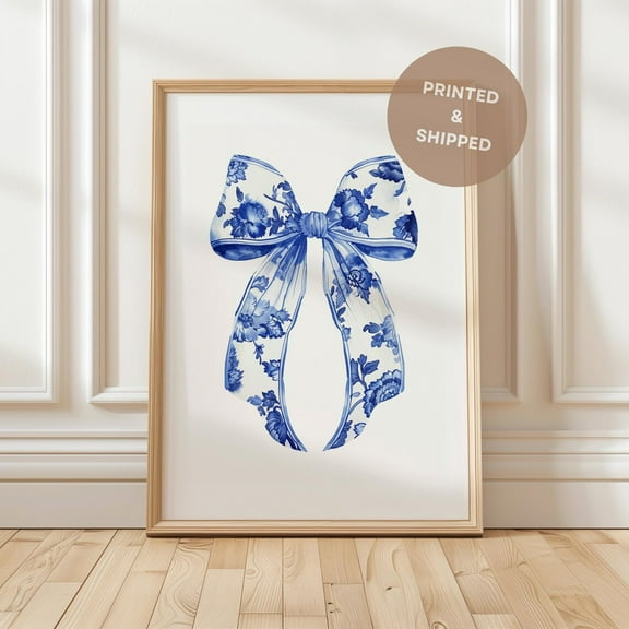 Blue Bow Print Cute For Coquette Room Decor Blue Gallery Wall Art Decor, Howdy Baby Trendy Wall Prints Cowgirl Wall Art Wall Art, Modern Wall Decor, 8x12 UNFRAMED