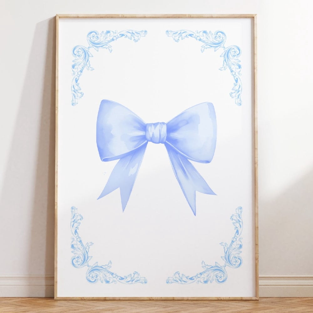 Photo inspiration: Picture Idea: Blue Bow Print Granddaughter Aeesthetic Bow Wall Decor Children Bedroom