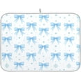 thumbnail image 1 of Blue Bow Ribbon Dish Drying Mat for Kitchen Countertop 16x18 Bowknot White Coquette Pattern Small Drying Mat Reusable Quick Dry Dish Sink Mats Easy Clean Decorative Essentials, 1 of 7