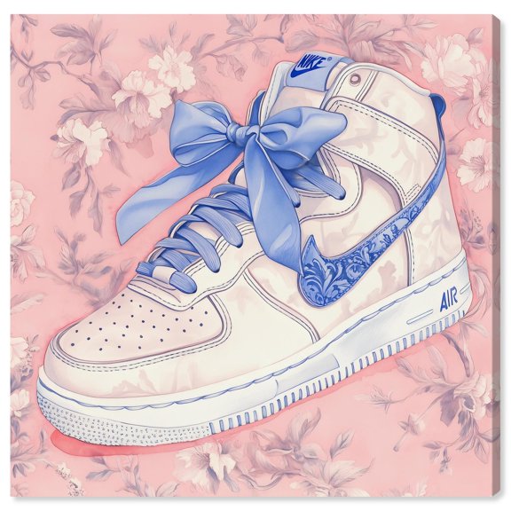 Blue Bow Sneaker Canvas Sneaker Posters by Art Remedy, Gallery Wrapped, 30 x 30