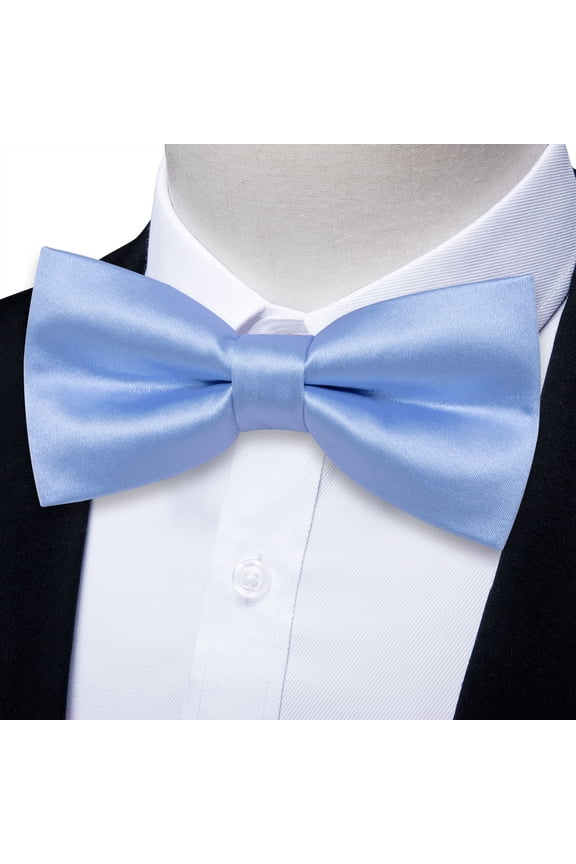 Blue Bow Ties for Men Bowties Pretied Baby Blue Solid Color Satin Bow Tie Formal Business Tuxedo Adjustable Bowtie Wedding Party Sky Light Blue