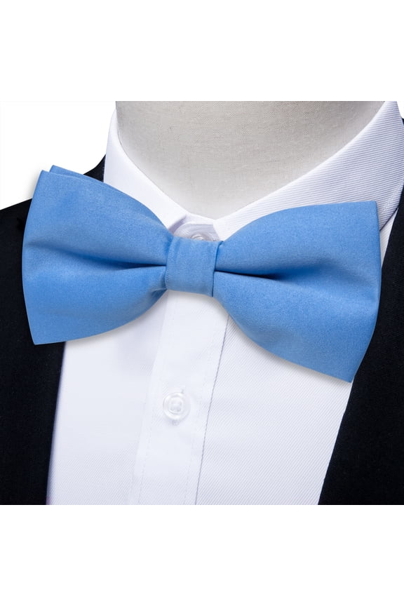 Blue Bow Ties for Men Pretied Bowties Solid Color Light Blue Satin Bow Tie Formal Business Tuxedo Adjustable Bowtie Wedding Party Sky Blue