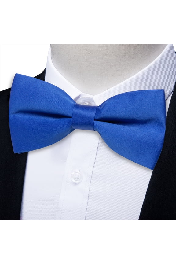 Blue Bow Ties for Men Pretied Bowties Solid Color Royal Blue Satin Bow Tie Formal Business Tuxedo Adjustable Bowtie Wedding Party