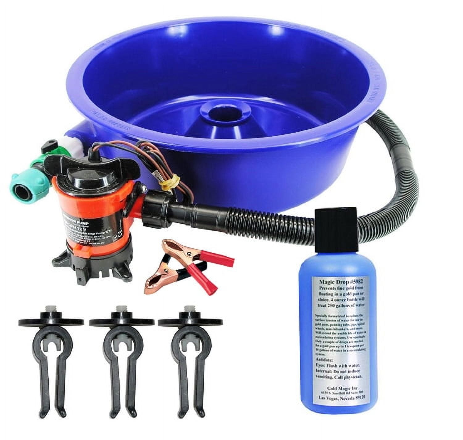 Blue Bowl Concentrator Kit, Leg Levelers, Magic Drops - Gold Prospecting - Gold Mining Equipment