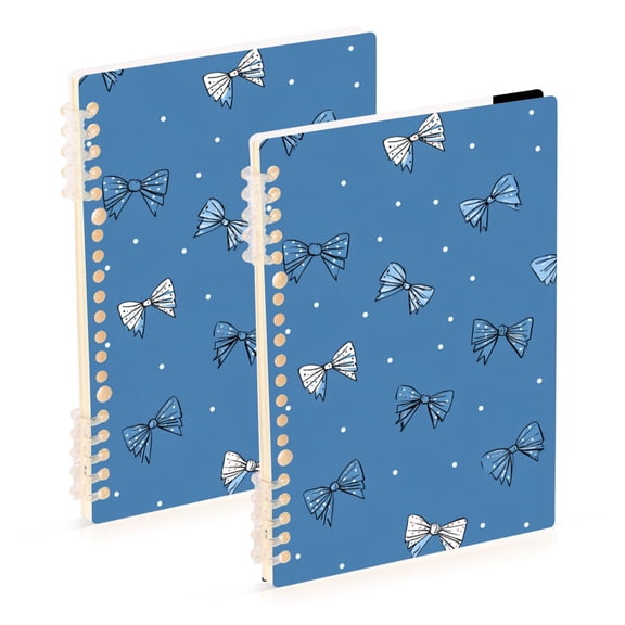 Blue Bows White Dots Notebook Detachable Coil Notebook Diary Plan Book A5 Size 60 Pages 1 Pack