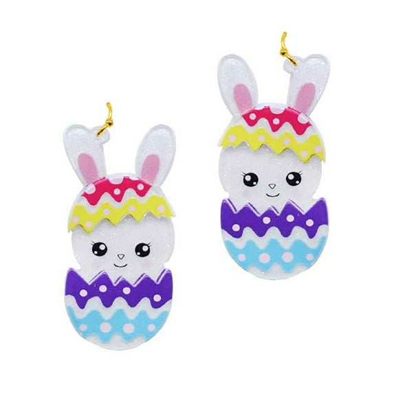 Blue Box Boutique Inc Acrylic Print Easter Bunny in Multi-Color Egg Earrings for Women, Teens | Easter Gift