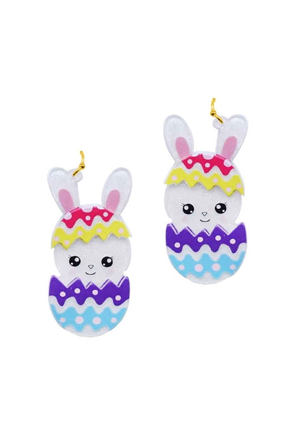 Inc Acrylic Print Easter Bunny in Multi-Color Egg Earrings for Women, Teens | Easter Gift