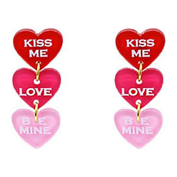 Blue Box Boutique Inc Acrylic Valentine's Candy Heart Dangle Earrings for Women, Teens | Valentines Jewelry, Galentine's Day
