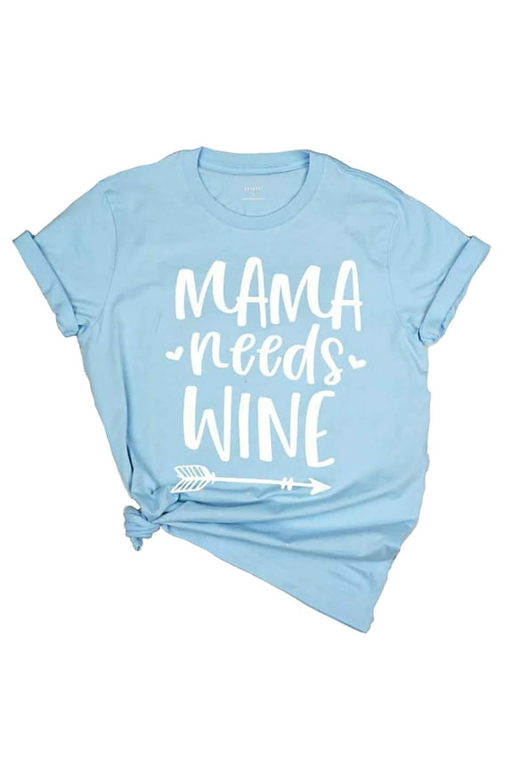 Inc Baby Blue "Mama Needs Wine" Shirt - Medium