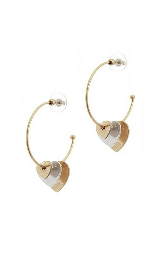 Inc Cascading Gold Silver Two Tone Heart Hoop Earrings for Women, Teens | Valentine's Day Jewelry