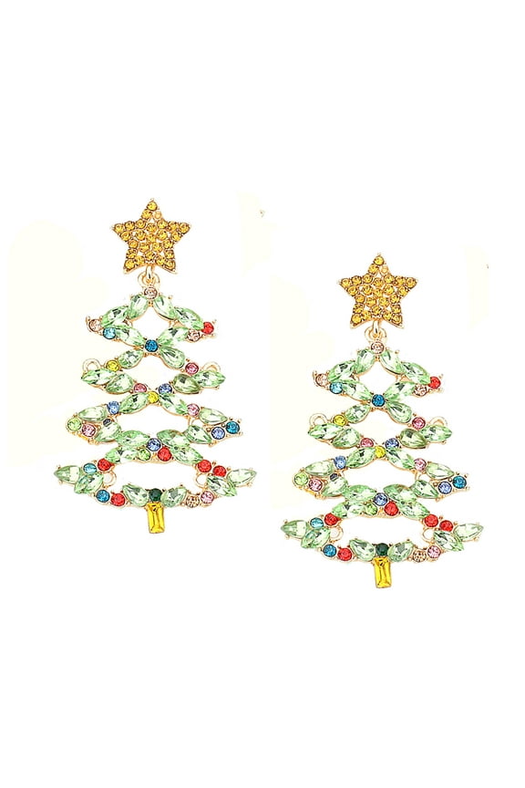 Inc Crystal Christmas Tree Statement Earrings for Women, Teens | Stocking Stuffer, Festive Jewelry