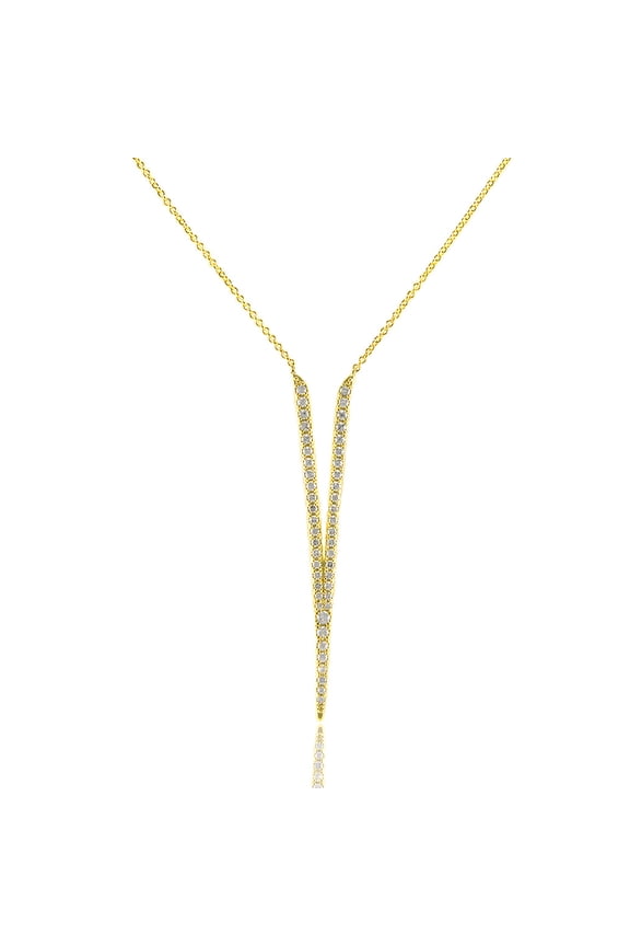 Inc Cubic Zirconia Gold Pointed V Drop Pendant Necklace for Women, Teens