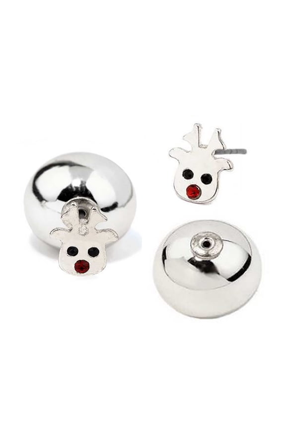 Inc Electroplated Rhodium Reindeer Rudolph Peekaboo Earrings for Women, Teens | Christmas, Holidays