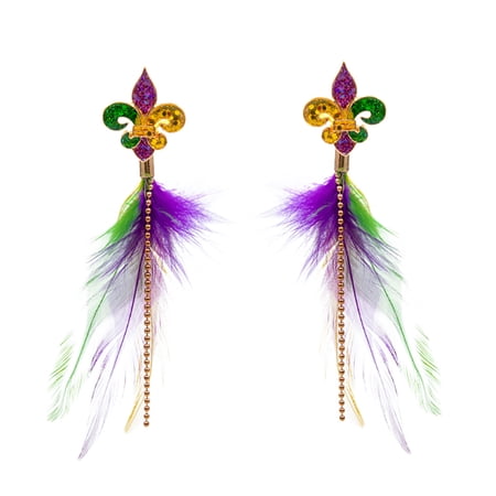 Blue Box Boutique Inc Fleur de Lis Mardi Gras Dangle Earrings for Women, Teens