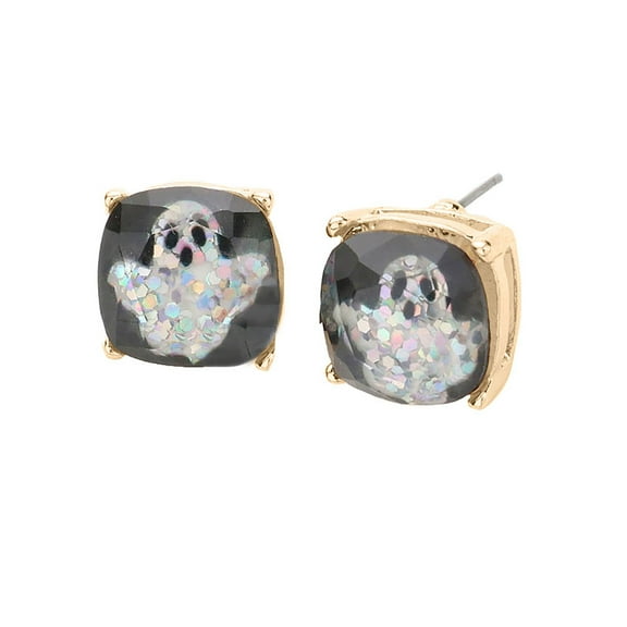 Blue Box Boutique Inc Glitter Ghost Cushion Cut  Halloween Stud Earrings for Women, Teens