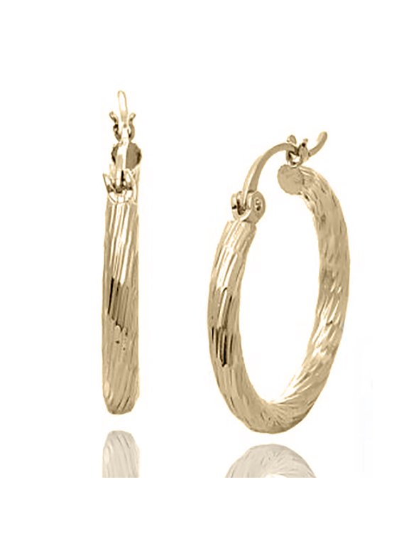 Inc Gold 25mm Wave Cut Hoop Earrings for Women, Teens