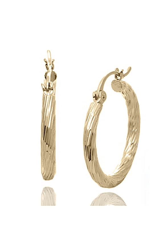 Inc Gold 25mm Wave Cut Hoop Earrings for Women, Teens
