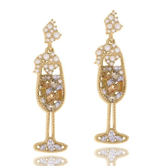 Blue Box Boutique Inc Gold Crystal Champagne Cocktail Earrings for Women, Teens