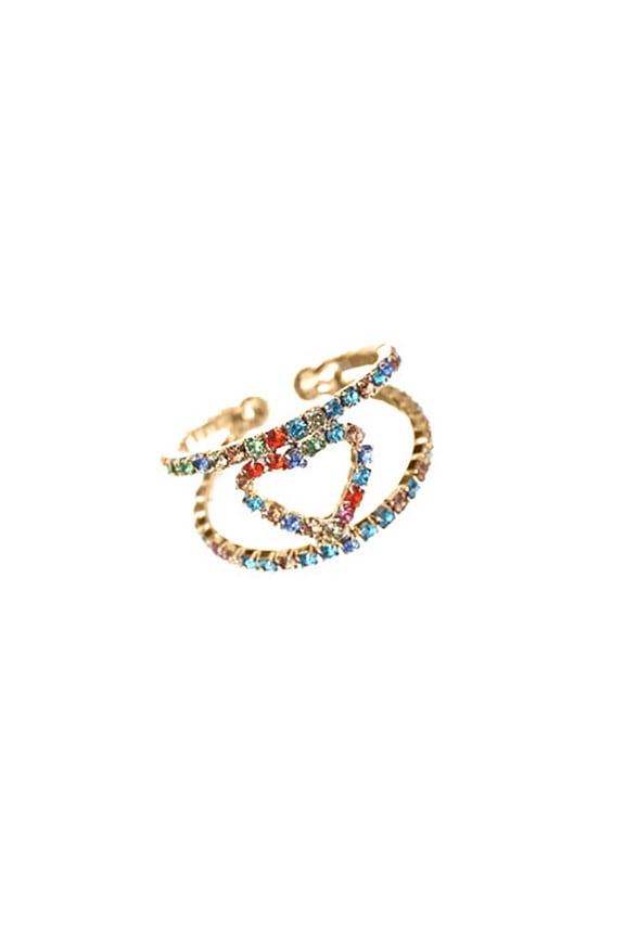 Inc Gold Crystal Rainbow Open Heart Adjustable Ring | Pride Jewelry, PRIDE Month