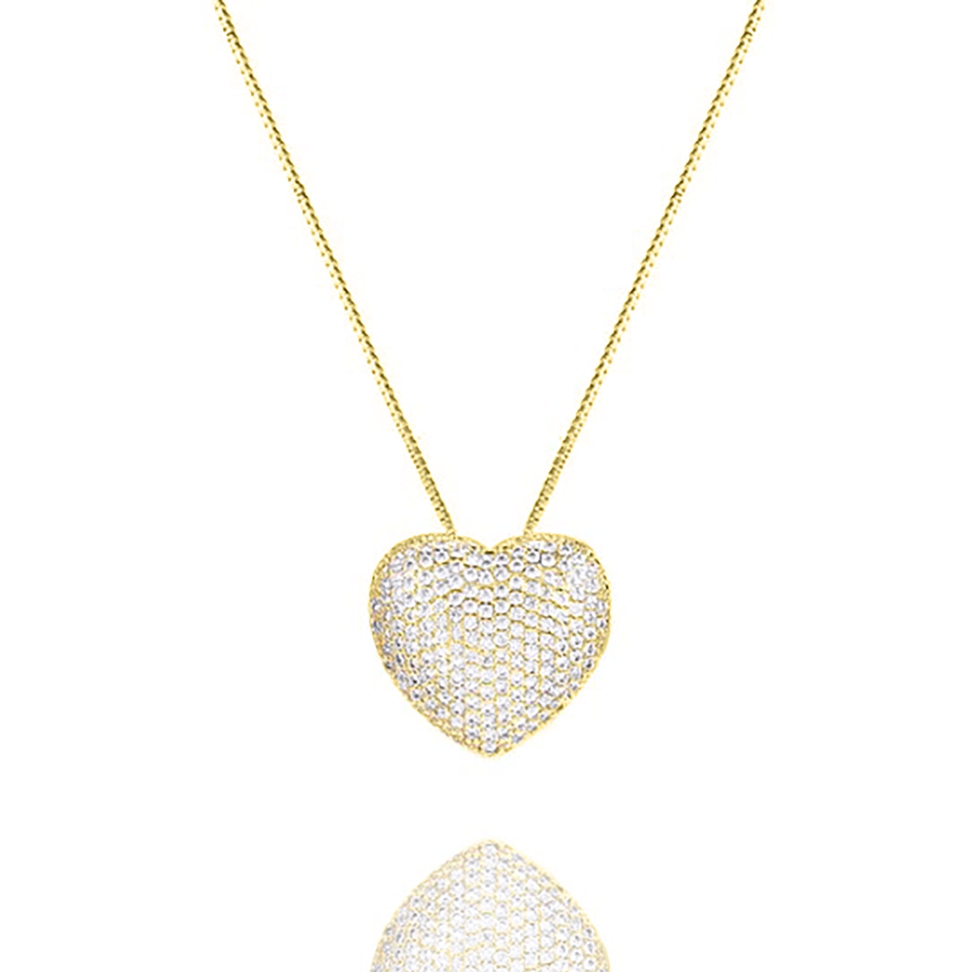 Blue Box Boutique Inc Gold Cubic Zirconia Pave Heart Pendant Necklace for Women, Teens | Valentine's Day Necklace