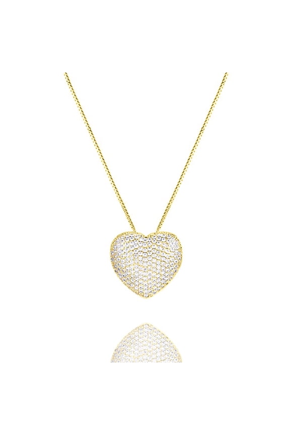 Inc Gold Cubic Zirconia Pave Heart Pendant Necklace for Women, Teens | Valentine's Day Necklace