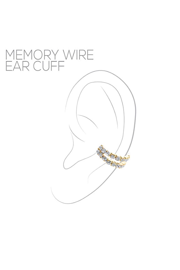 Inc Gold Double Layer Crystal Ear Cuff for Women, Teens