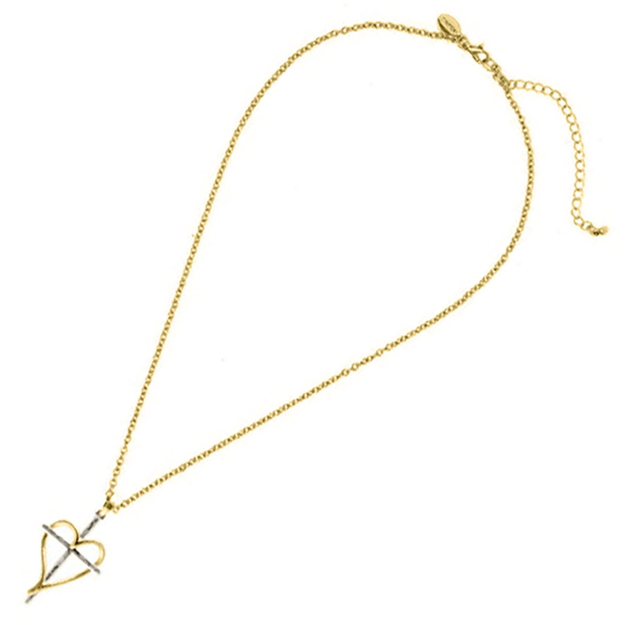 Blue Box Boutique Inc Gold Heart Silver Cross Necklace for Women, Teens | Baptism, Confirmation, Communion Gift