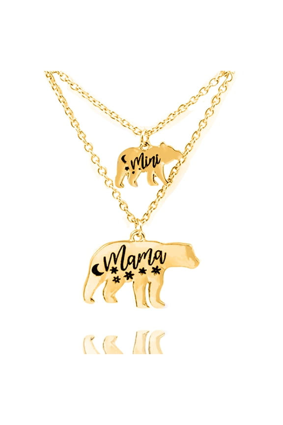 Inc Gold Mini Bear Mama Bear Necklace Set - Mother's Day Necklace, Mother's Day Gift