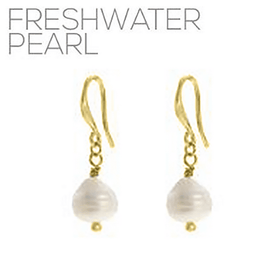 Blue Box Boutique Inc Gold Plated Freshwater Pearl Dangle Earrings for Women, Teens