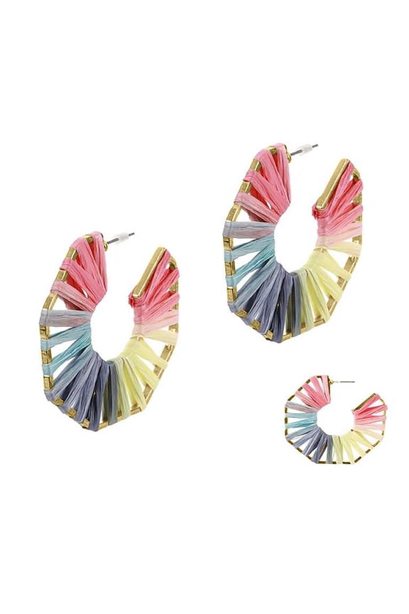 Inc Gold Plated Geometric Rainbow Raffia LGBTQ Pride Dangle Earrings for Women, Men, Unisex
